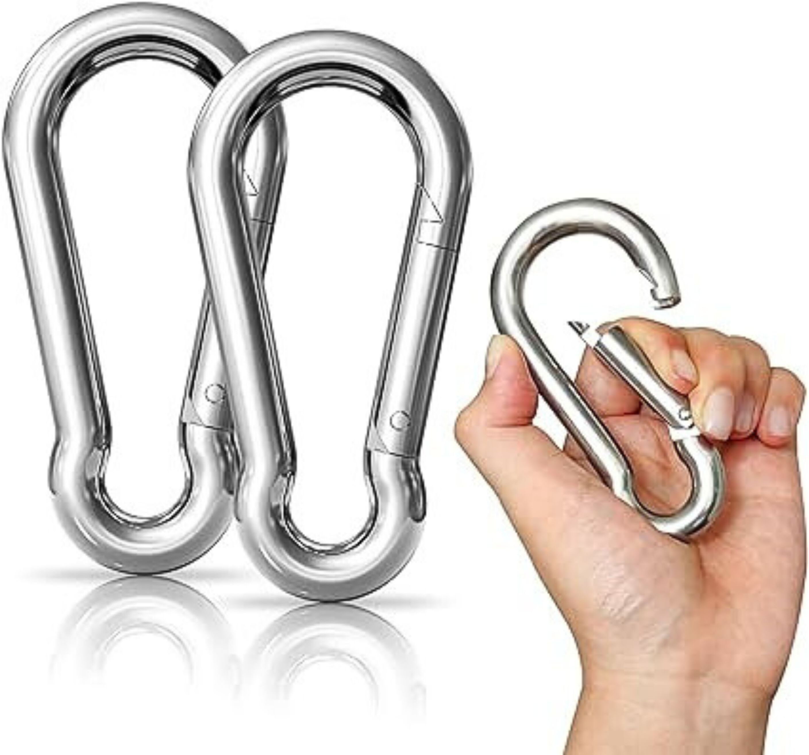 3 Inch Stainless Steel Spring Snap Hook Carabiner/Hook Swing Connector Set of 2 Locking Carabiner-image-24