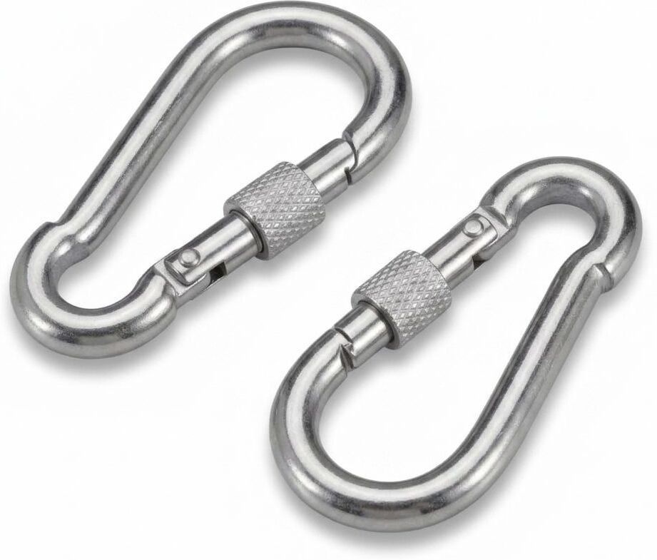 Stainless Steel Carabiner Hook 12MM Screw Lock 2 Pcs Heavy Duty Snap Clip Locking Carabiner-image-38