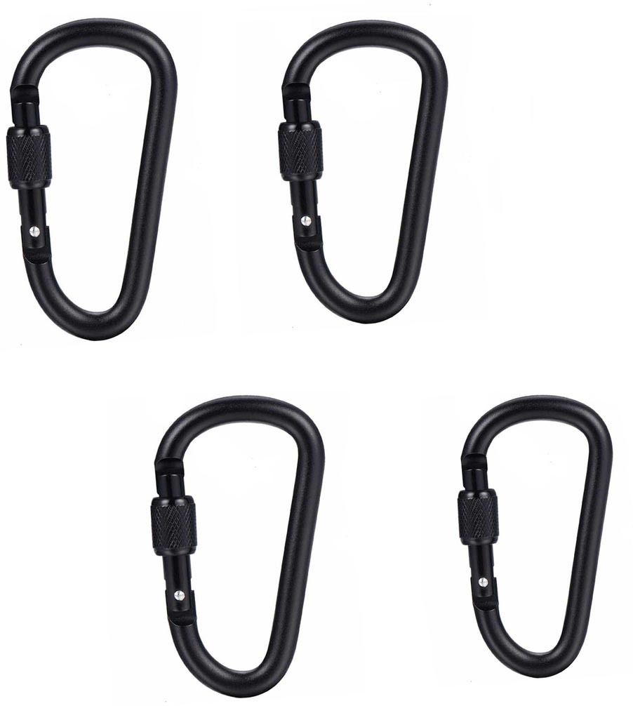 Black Aluminium Carabiner Screw Locking Clip Hook Keychain Buckle for Outdoor Locking Carabiner