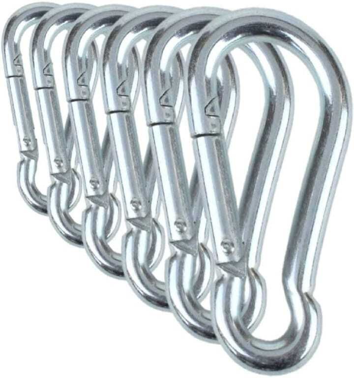 Multipurpose Stainless Steel Snap Hook (Pack Of 6) Locking Carabiner