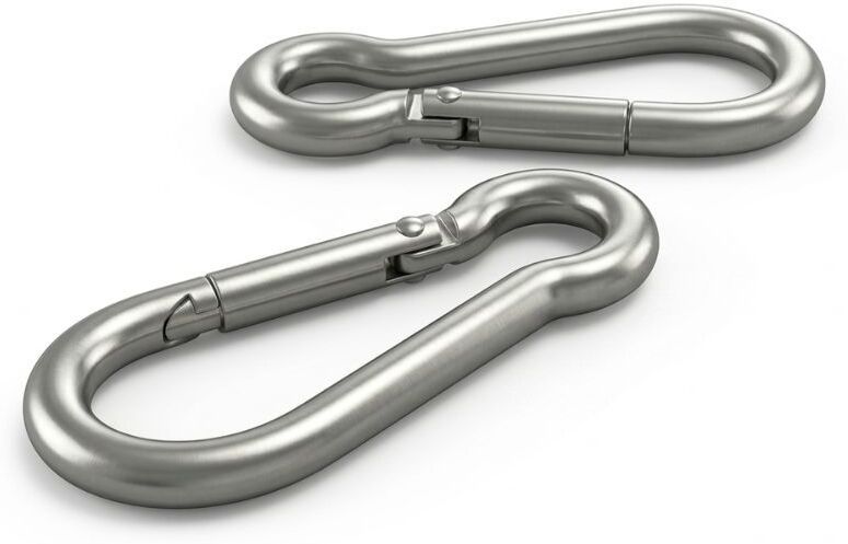 sparesdeal Stainless Steel Plain Carabiner Snap Hook 10MM 2 Pcs Heavy Duty Key Clip Locking Carabiner-picture-27