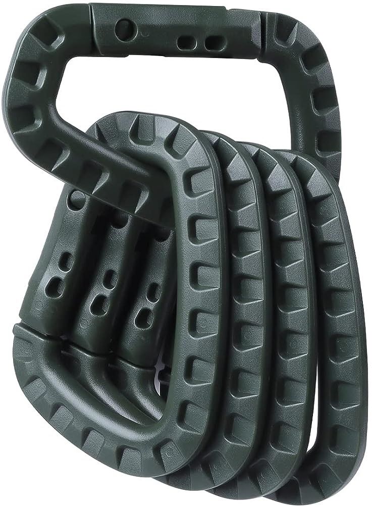 Tactical Carabiner Keychain - 5 Pack Hard Polymer Carabiners D Rings Carabiner