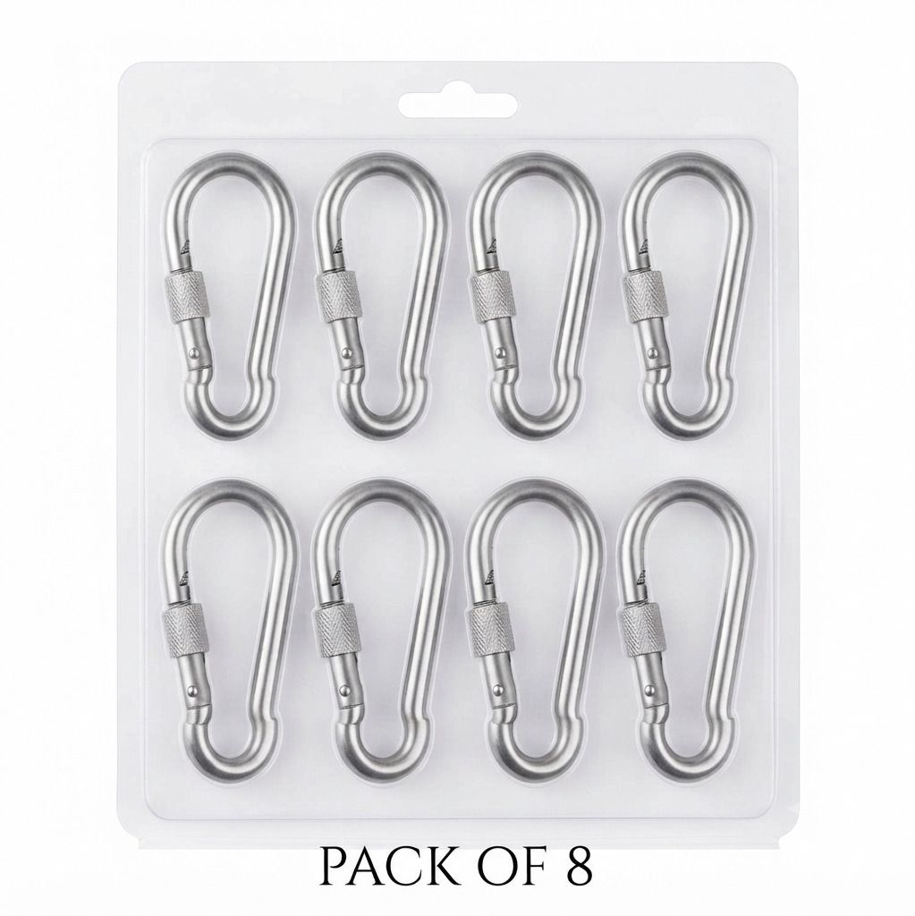 petworld Heavy Duty Screw Lock Carabiner Hook Pack of 8 Locking Carabiner-picture-7