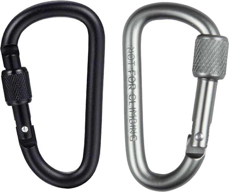 Sliver Aluminium D Shaped Hook(Combo of 2) Locking Carabiner