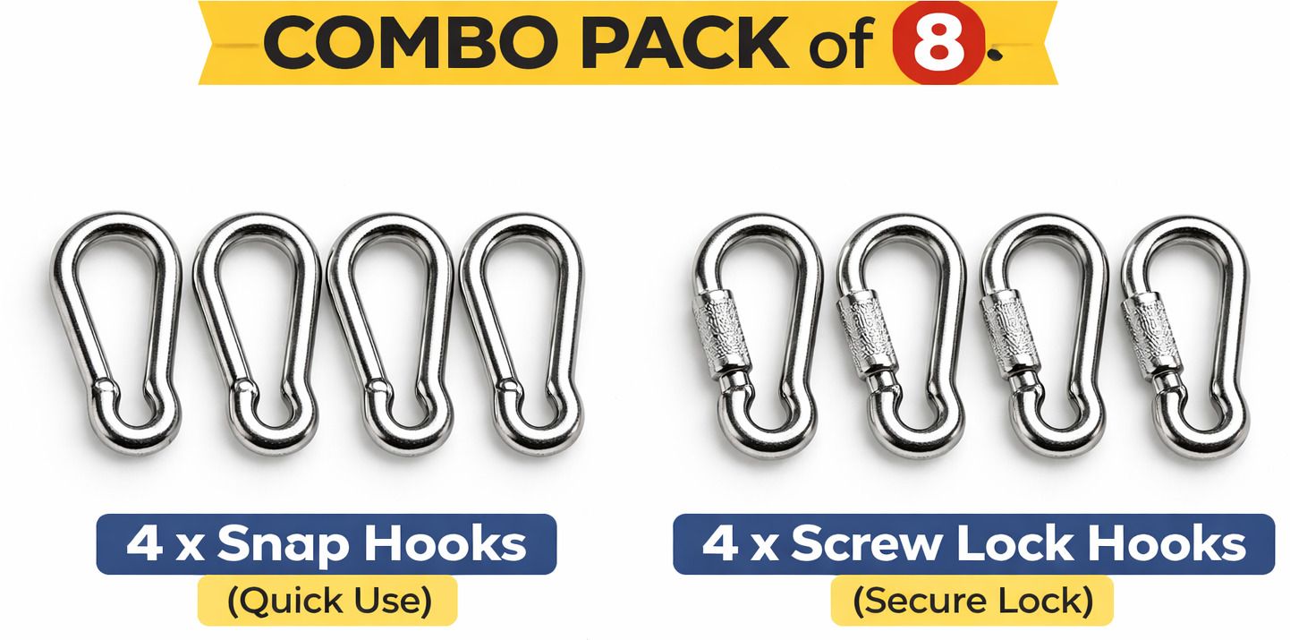 GI Carabiner Hook Heavy Duty | Snap & Screw Lock | Multipurpose Use (4+4) Locking Carabiner-image-45
