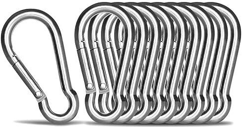 Heavy Duty 8MM- 304 Stainless Steel Snap Hook for Hiking, Lock Camping Set of 10 Locking Carabiner-image-19