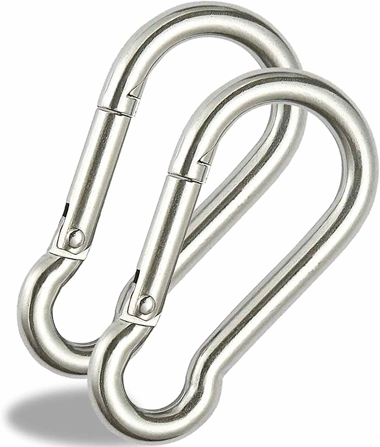 keybiner M8x80mm Heavy Duty Safety Lock Cable Attachment,Stainless Steel Spring Snap Hook Carabiner-picture-11