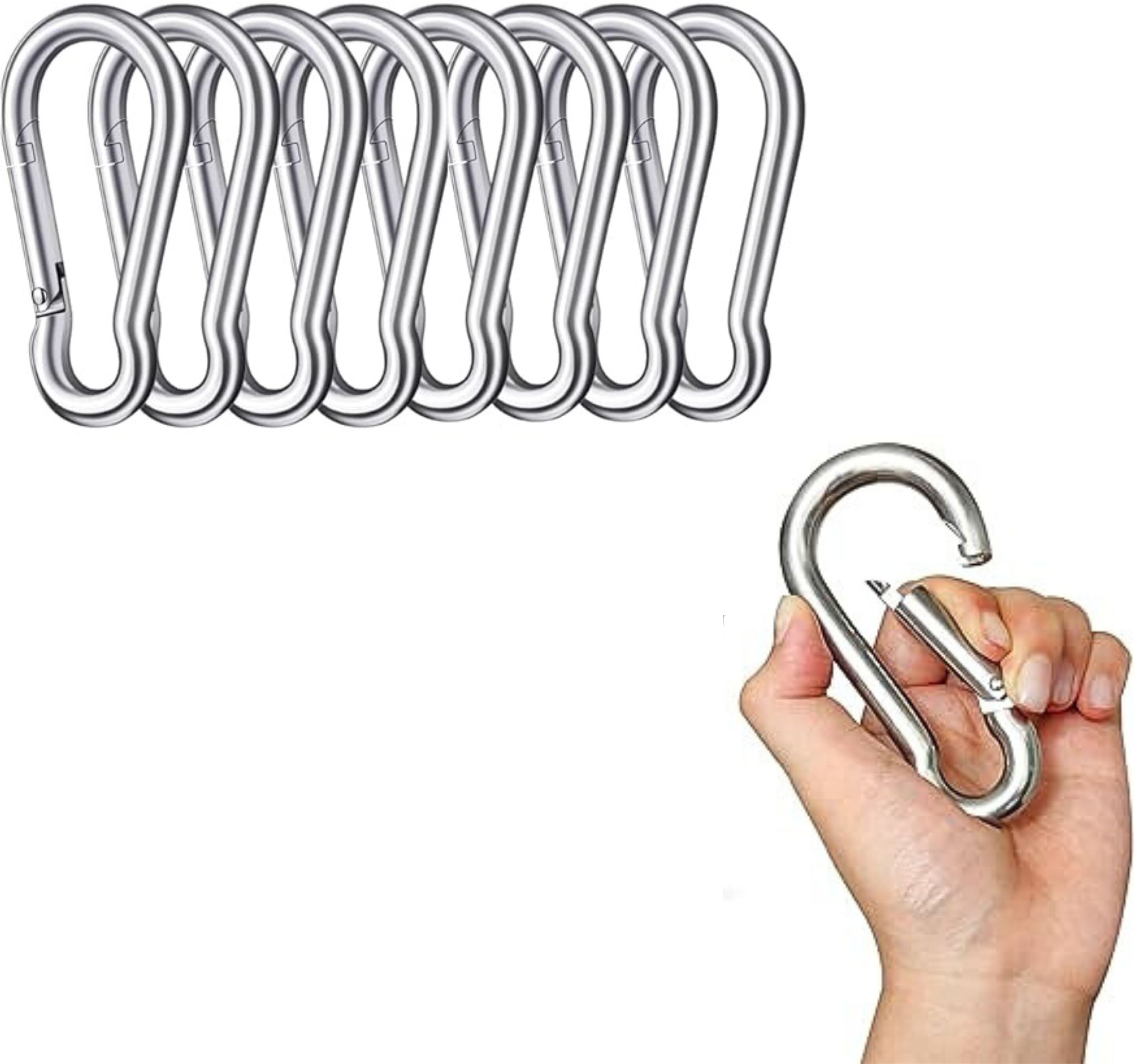 3 Inch Stainless Steel Spring Snap Hook Carabiner/Hook Swing Connector Set of 8 Locking Carabiner-image-22