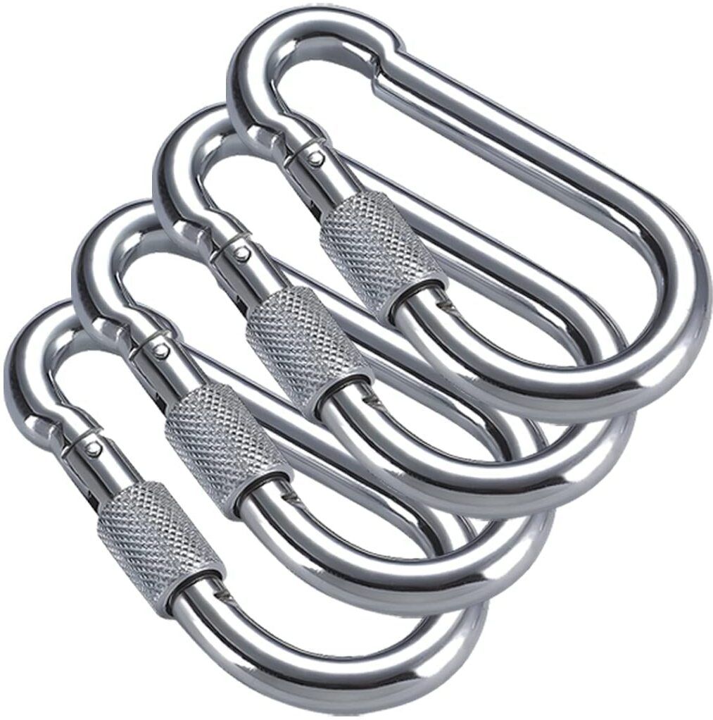 erza Fitness M8x80mm Heavy Duty Safety Lock Cable Attachment 4PC Locking Carabiner-picture-29