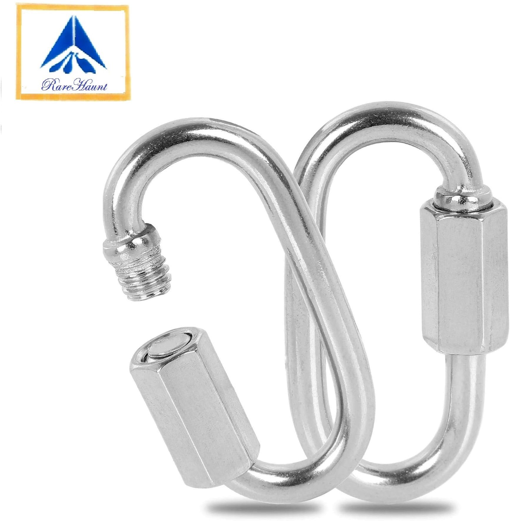 6 mm Heavy SS Carabiner Screw Swing Snap Hook Multipurpose Connector Sports 2 Pc Locking Carabiner-image-41