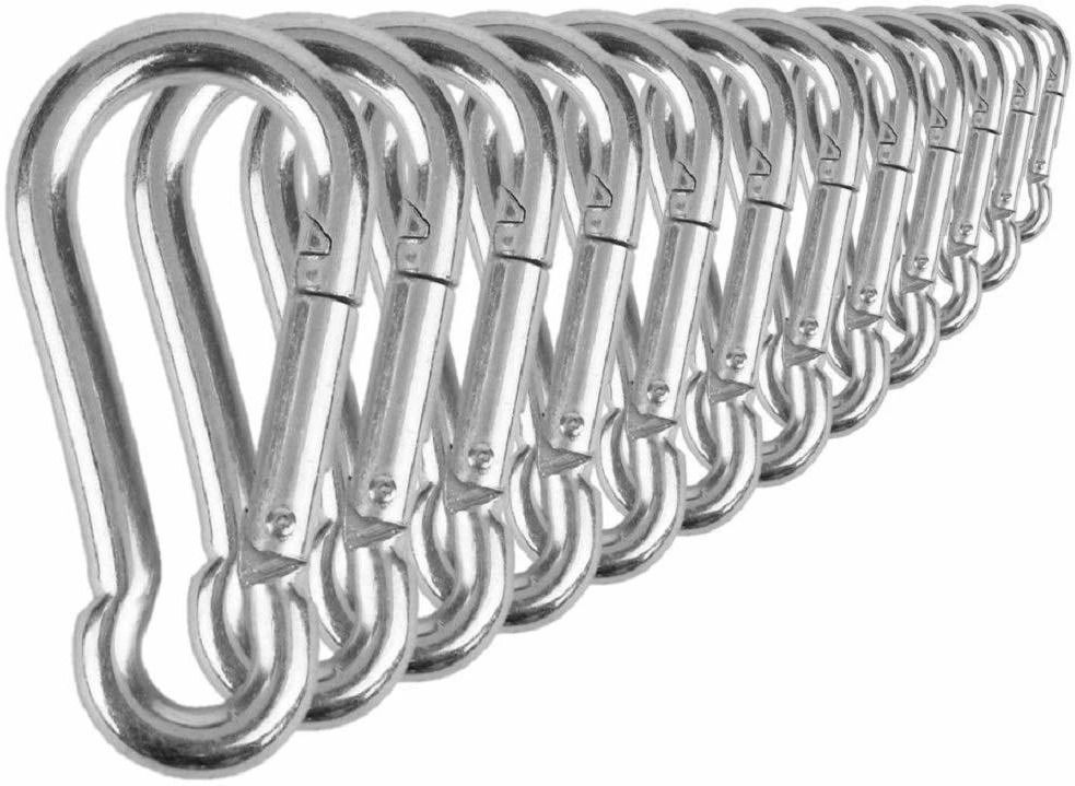 Stainless Steel Carabiner Spring Snap Clip Link Hooks. Load Rating. 12 Packs Locking Carabiner-image-24