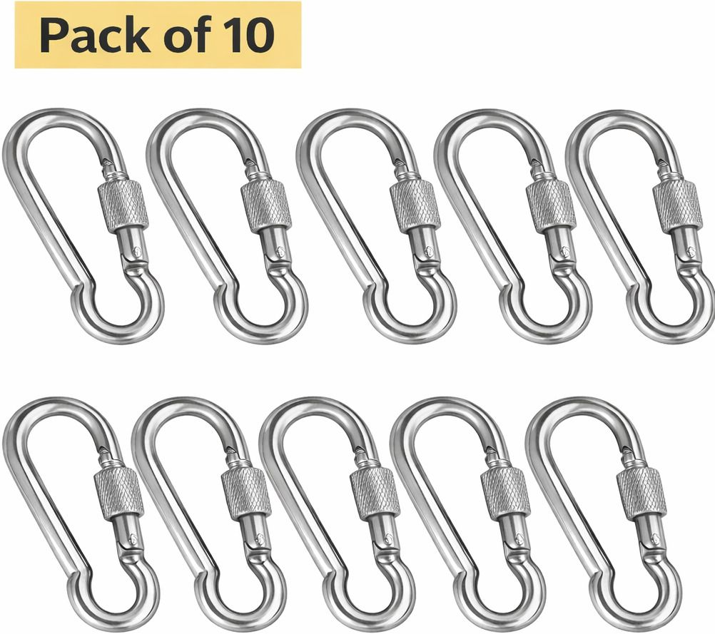 dxjiyaworld Multipurpose Safety Heavy Carabiner Hook|Climbing, Swing, Gym, Rope(Pack of 10) Locking Carabiner-picture-26