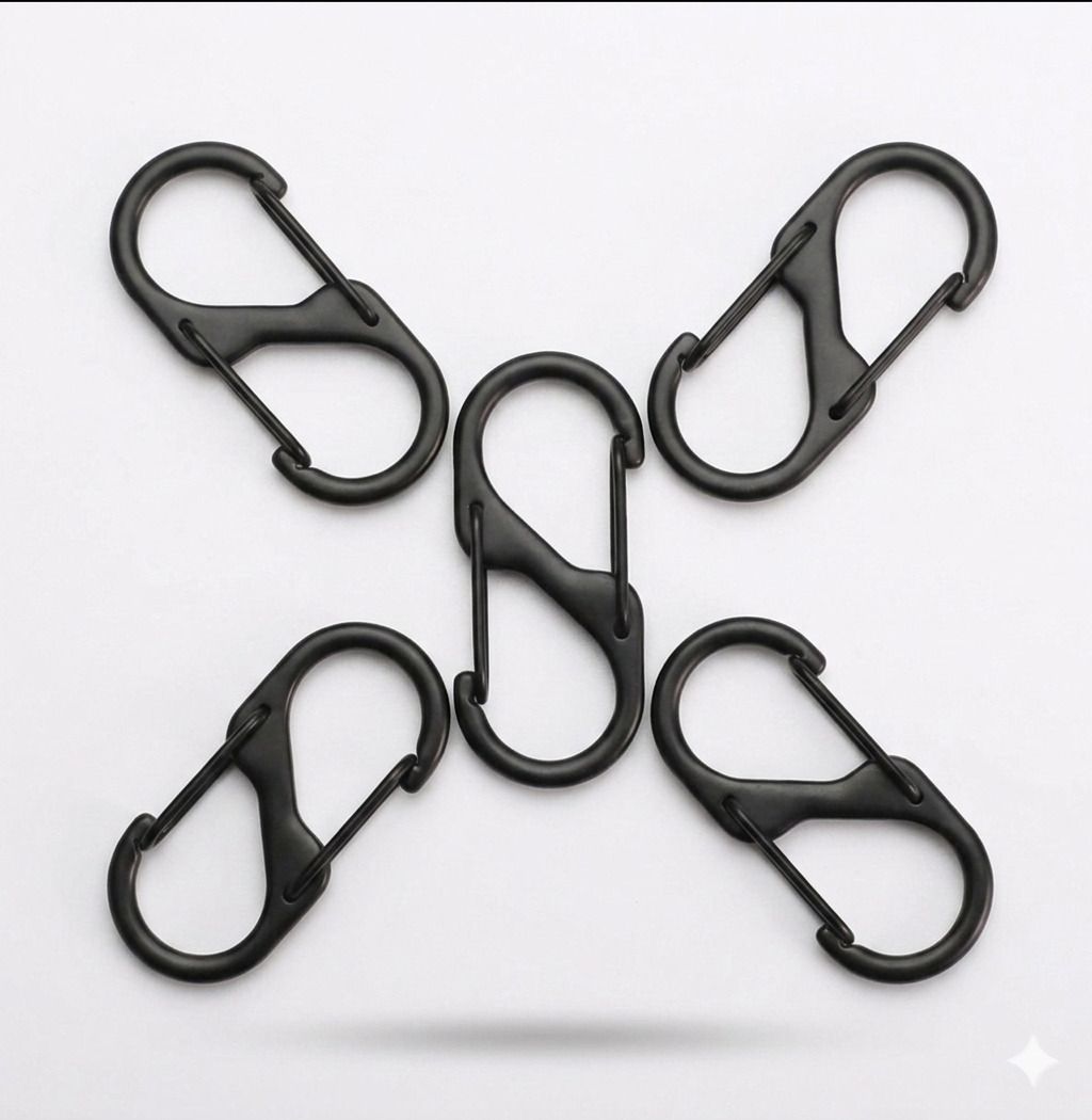Premium S-Shape Dual Spring Carabiner Keychain Clip, 1.5 Inch (Pack of 5) Locking Carabiner-image-5