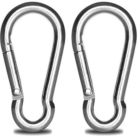 Heavy Duty 8MM- 304 Stainless Steel Snap Hook for Hiking, Camping,Gym Set of 2 Locking Carabiner-image-18