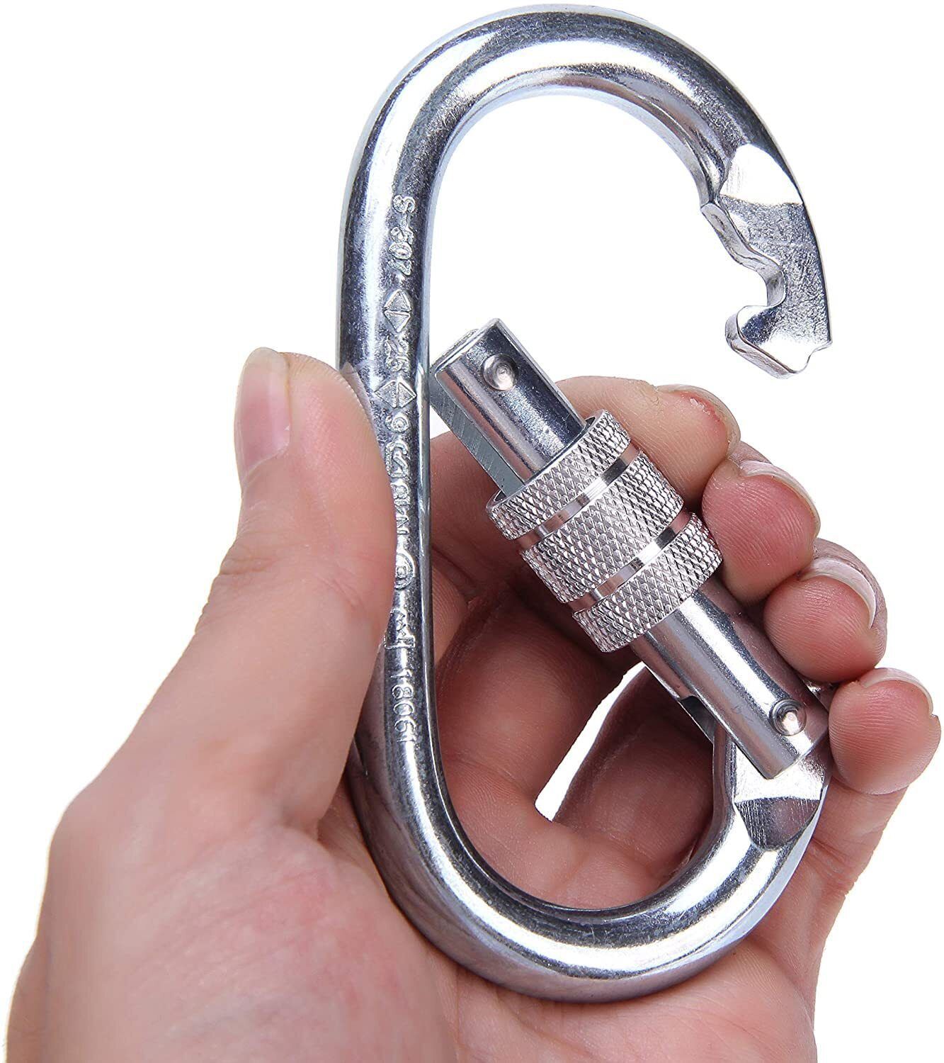 Stainless Steel23 KN Snap Hook Carabiner Screw 10mm for Ropes Locking Carabiner