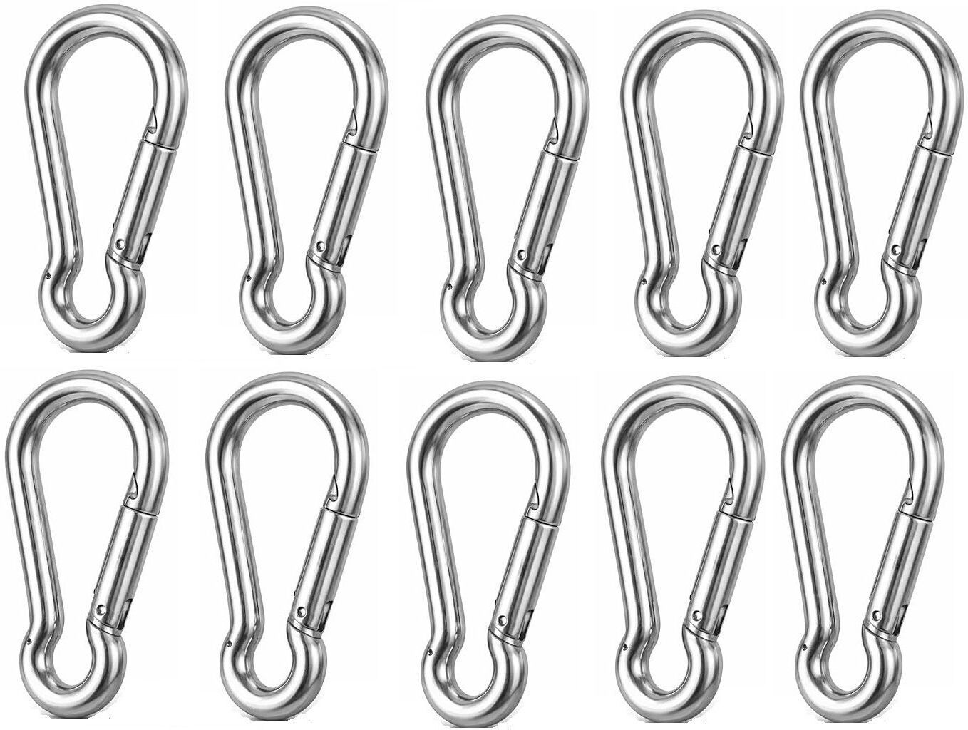 Metal Silver Carabiner for Everyday Use (Pack Of 10) Locking Carabiner-image-40