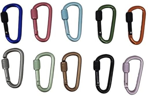 serplex D Shape Screwgate Locking Carabiner Clip 10 Pack Lightweight Heavy Duty Locking Carabiner-picture-34