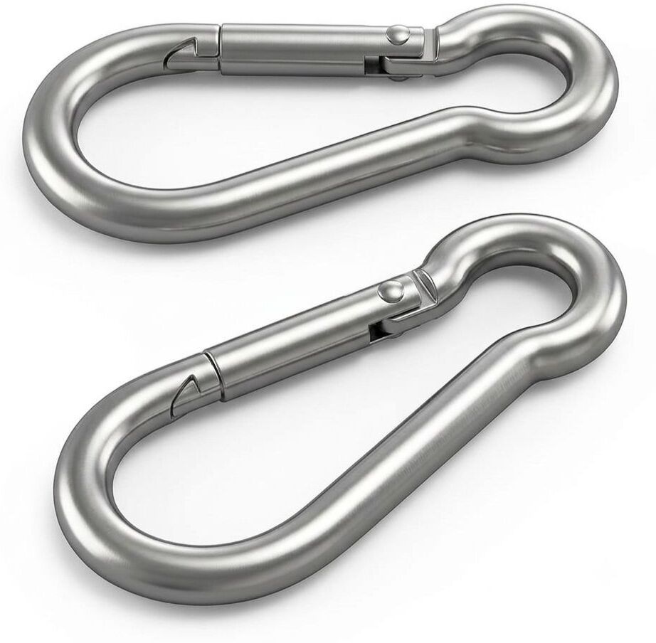 sparesdeal Stainless Steel Plain Carabiner Snap Hook 8MM 2 Pcs Heavy Duty Key Clip Locking Carabiner-picture-26