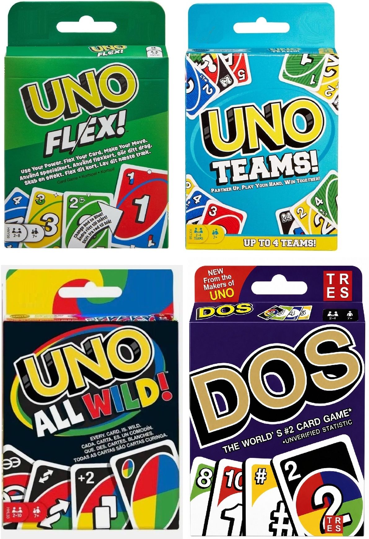 tma enterprises Uno Flex, Teams, All Wild & DOS Party Pack Card Game Combo-picture-11