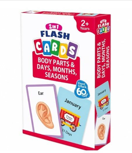 pmw 2 in 1 Flash Cards Body Parts and Days, Months, Seasons, 60 Images-picture-13