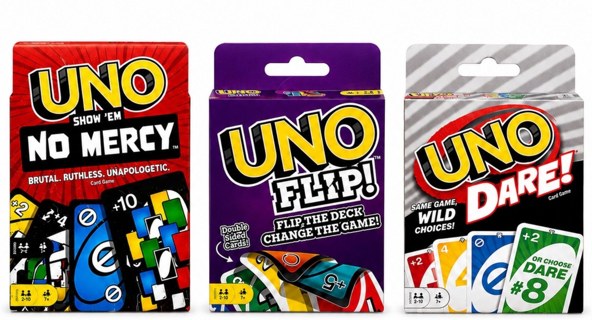 UNO Show 'Em No Mercy, UNO Flip! & UNO Dare! Card Game Bundle Set (3-Pack)-image-20