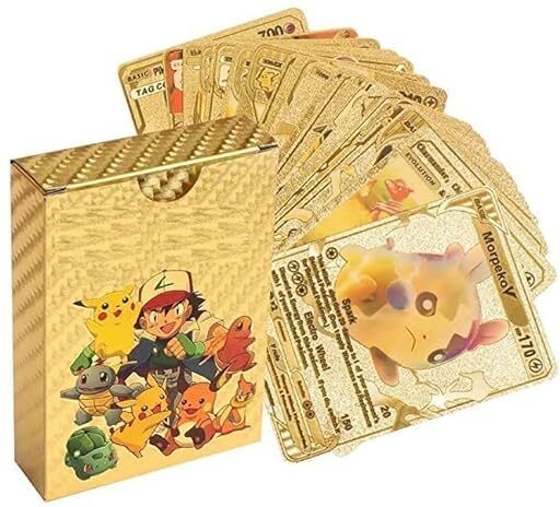 55 PCS Foil Card Assorted Cards TCG Deck Box - V Series Cards Vmax GX Rare Gold-image-36