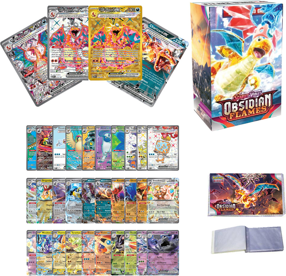 ancientkart Obsidian Flames Series cards with Special Charizard cards set of 34 with binder image 1