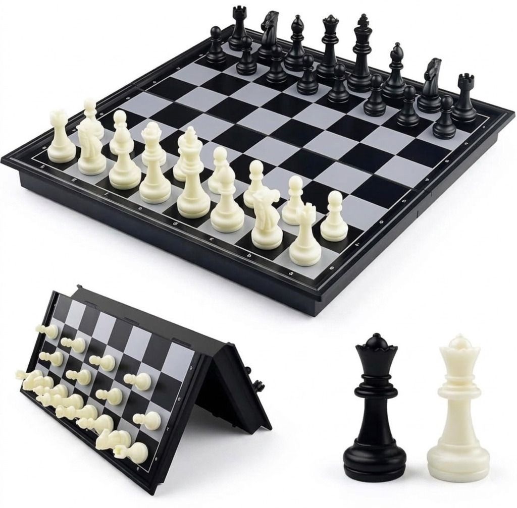 Magnetic Folding Chess Set 25cm Portable Travel Board Game for Kids 2.5 cm Chess Board-image-2