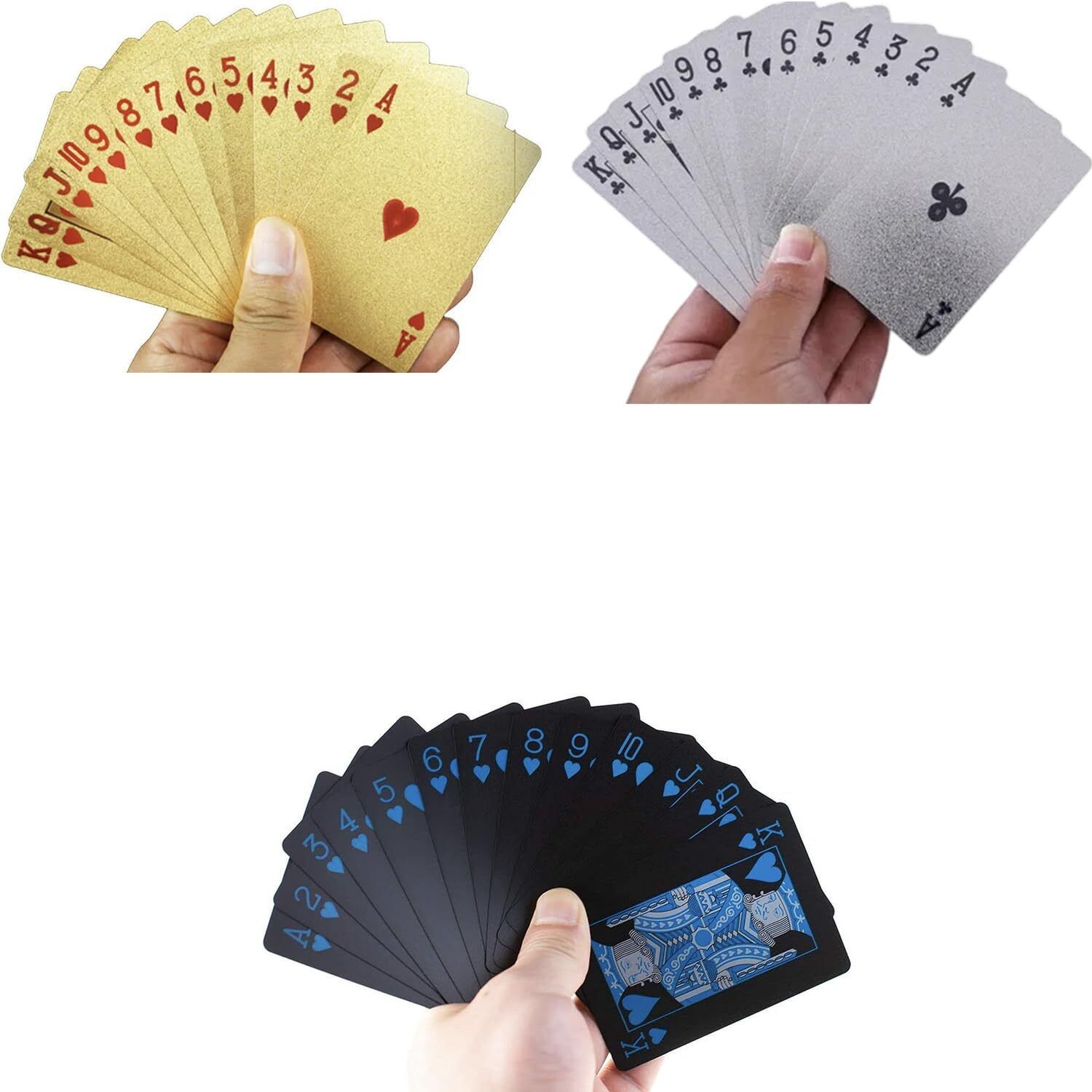 jericos Washable Plastic Playing Cards Gold Silver Black Set of 3-picture-11