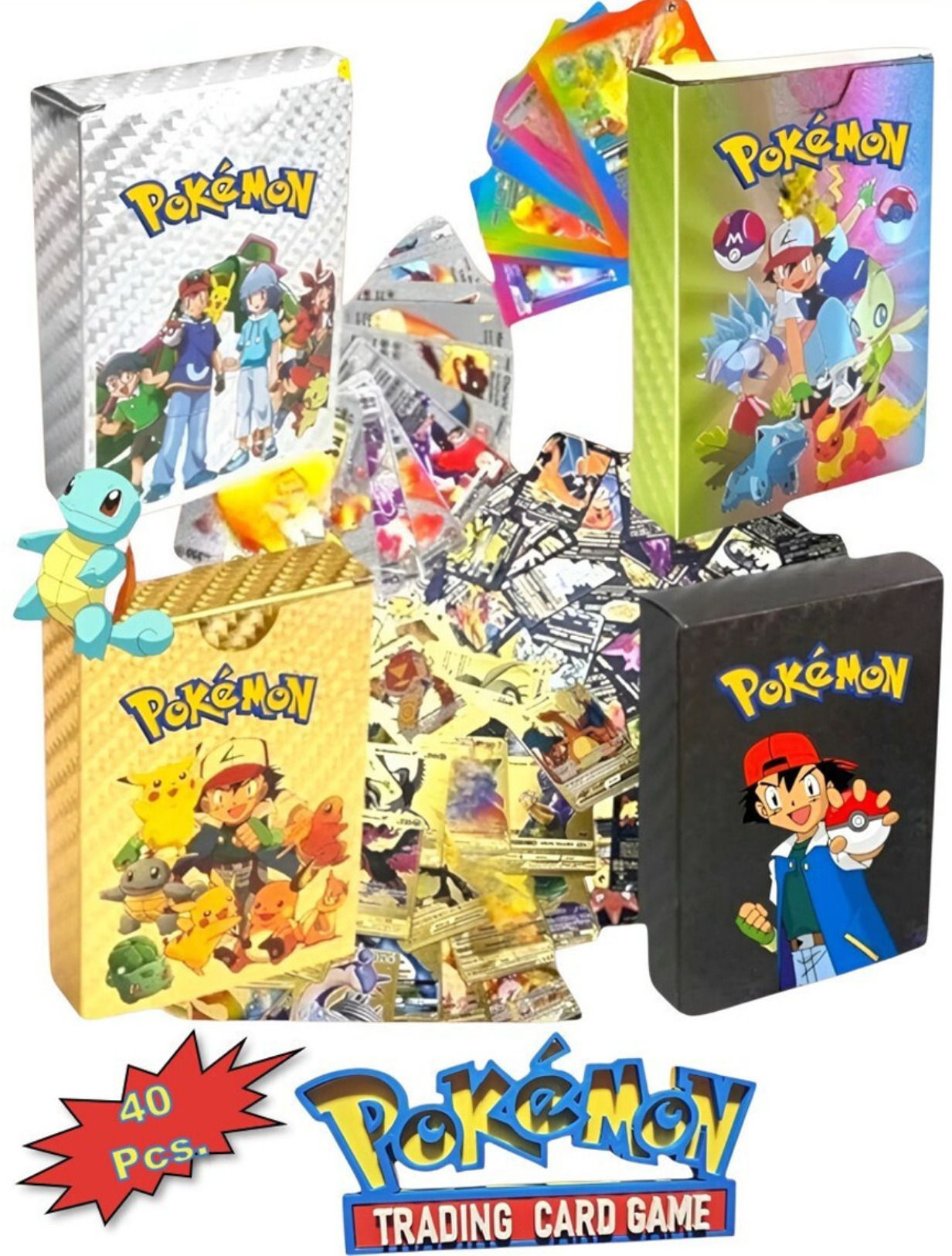 Pokemon playing cards pack of 40 (10 golden,10 silver,10 black,10 rainbow)-image-19