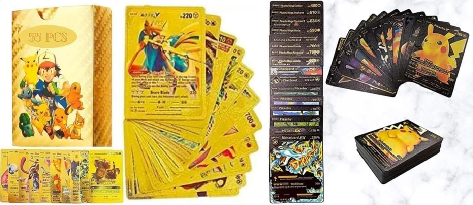 zuigo 110pc-Collectible Pokemon card Gold & Black 2pk Playing FOR KIDS--picture-44