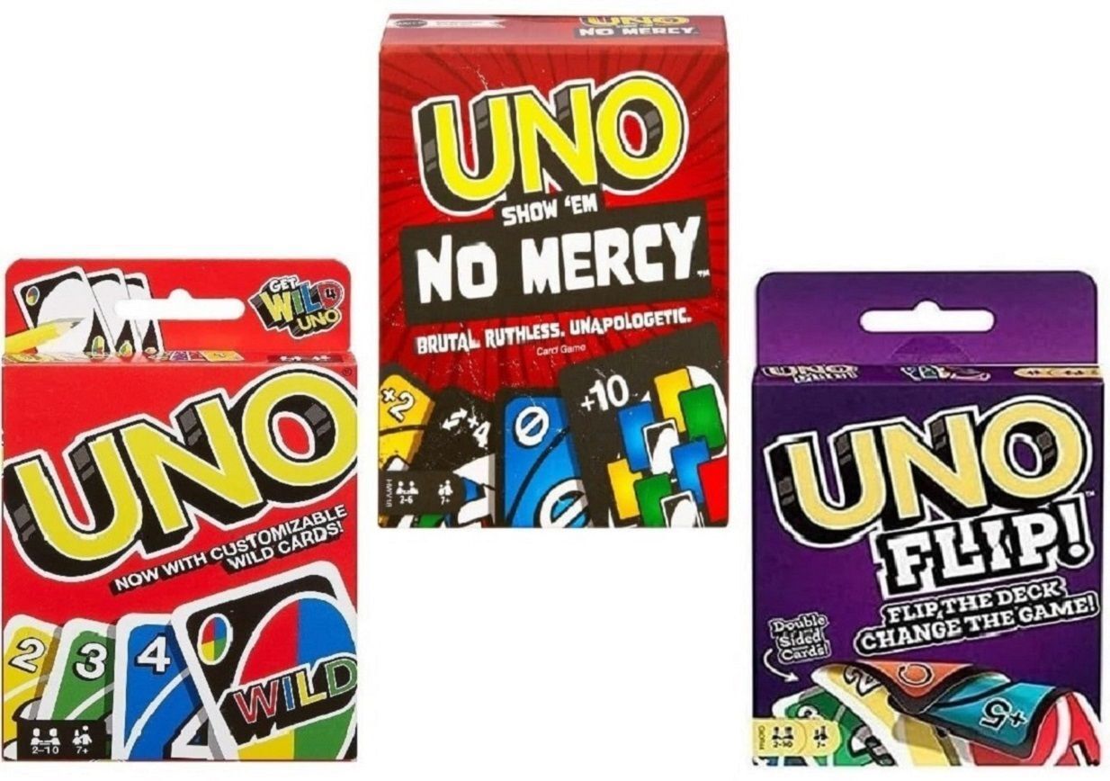 Uno No Mercy, Uno and UNO Flip Card Game, Combo PK 3 Card Game Kids & Adults--image-9