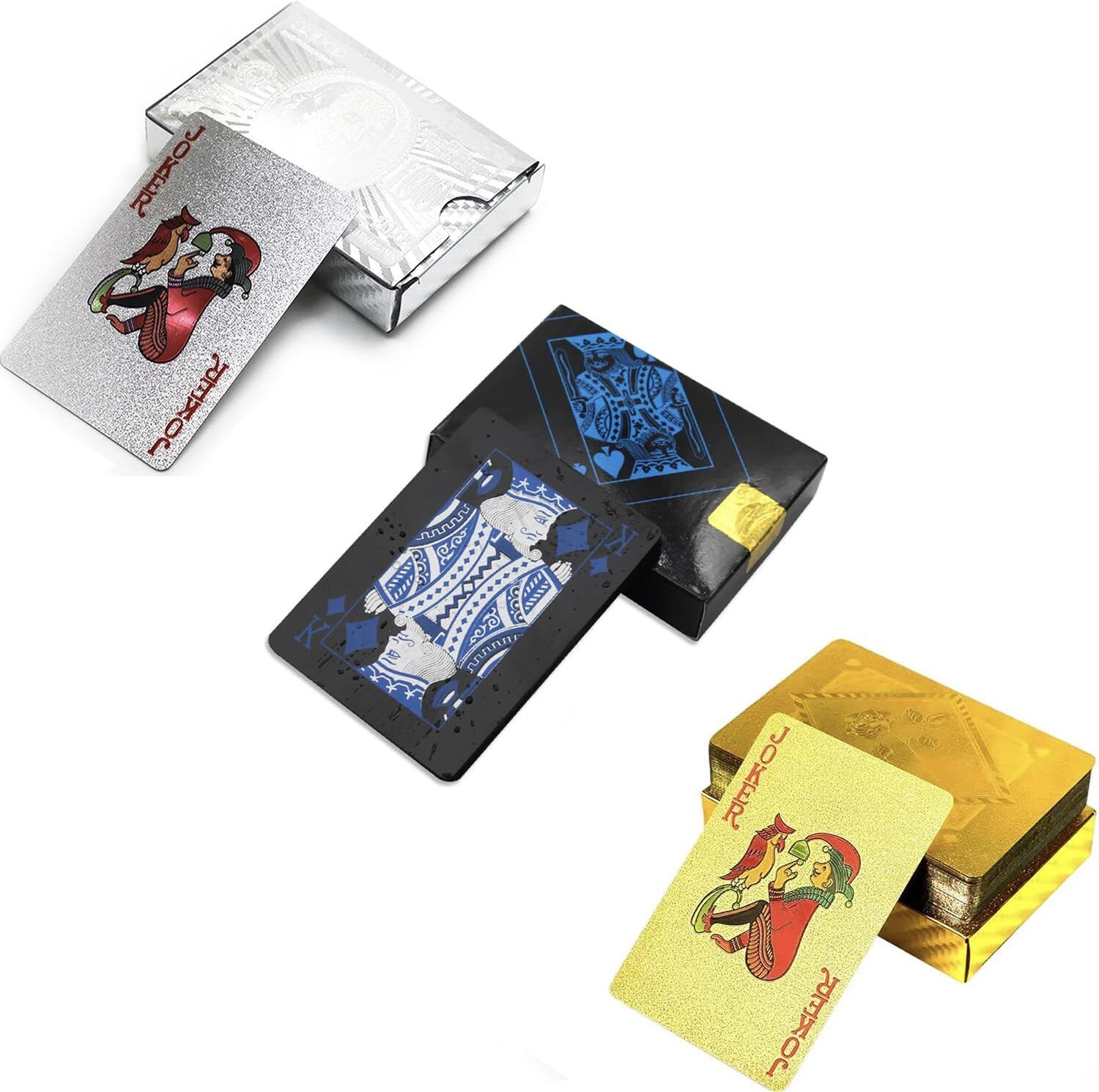 jericos PVC Waterproof Poker Playing Cards Gold Silver Black Pack-picture-17