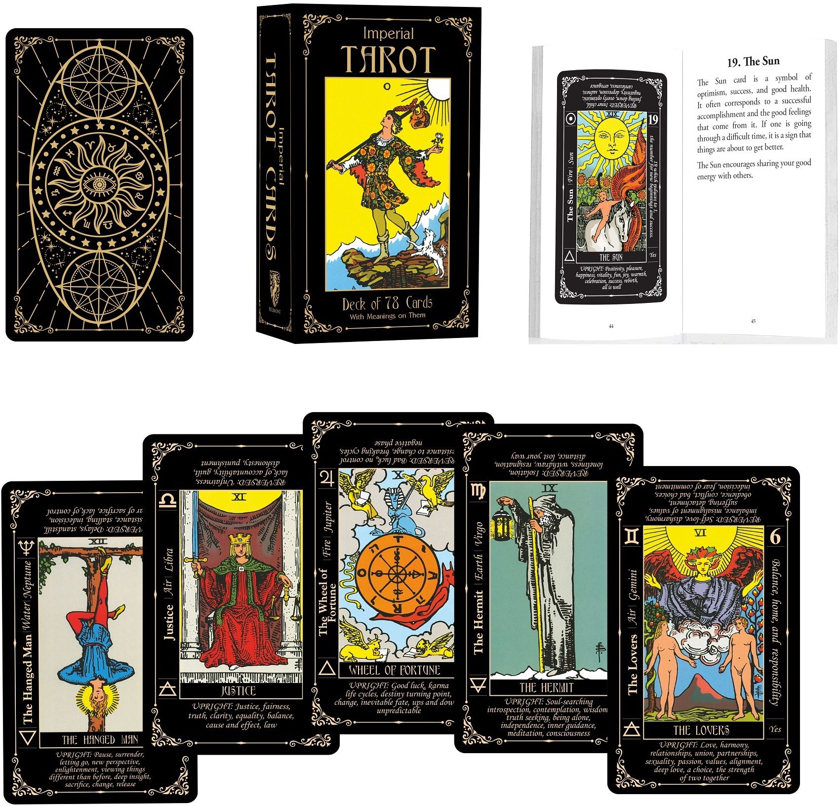 bellmont Imperial Tarot Cards with Guide Book, 78 Tarot Cards with Meanings on Them-picture-13