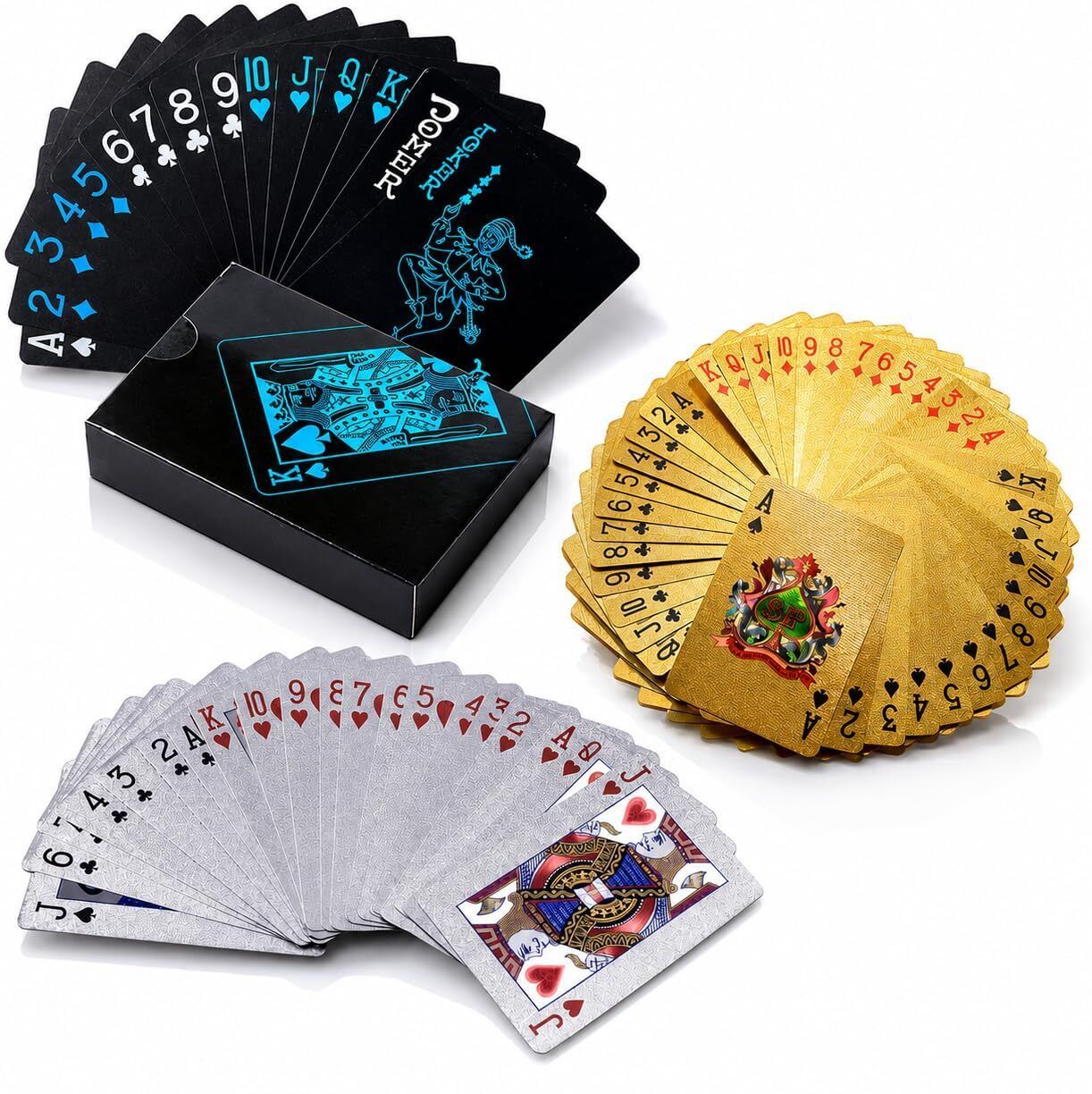 jericos Luxury Gold Silver Black Washable Playing Cards Set of 3-picture-13
