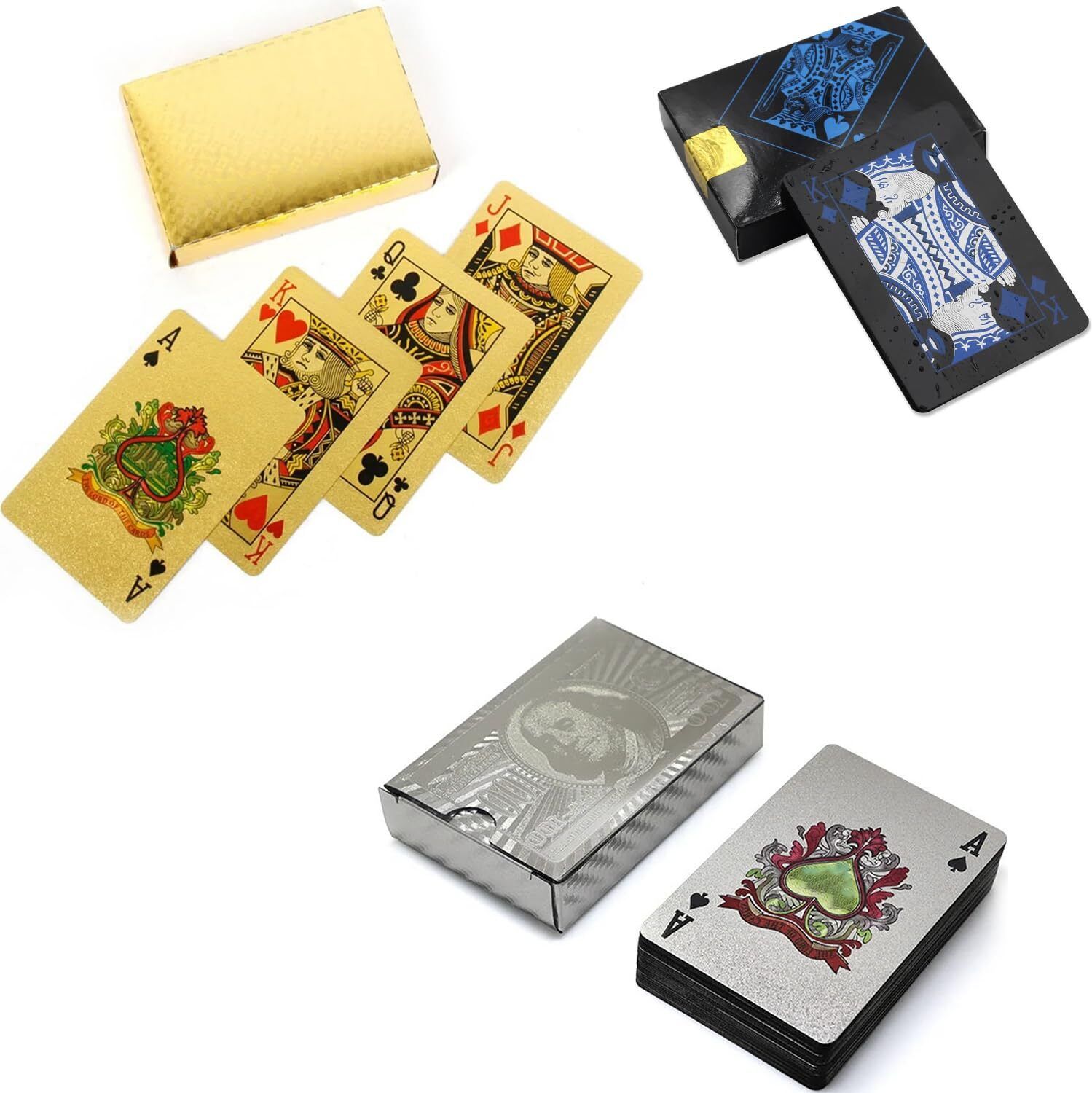 jericos Gold, Silver & Black Waterproof PVC Playing Cards Set of 3-picture-34