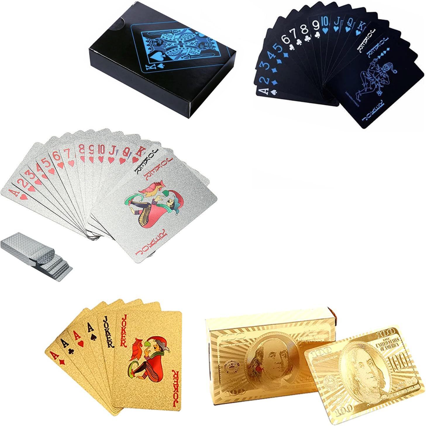 jericos Gold Silver Black Plastic Poker Cards Waterproof Pack of 3-picture-16