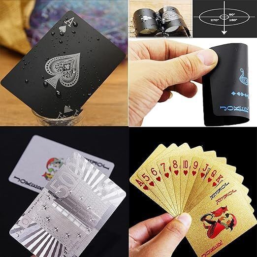 jericos Waterproof PVC Playing Cards Gold Silver Black Premium Poker Set of 3-picture-12