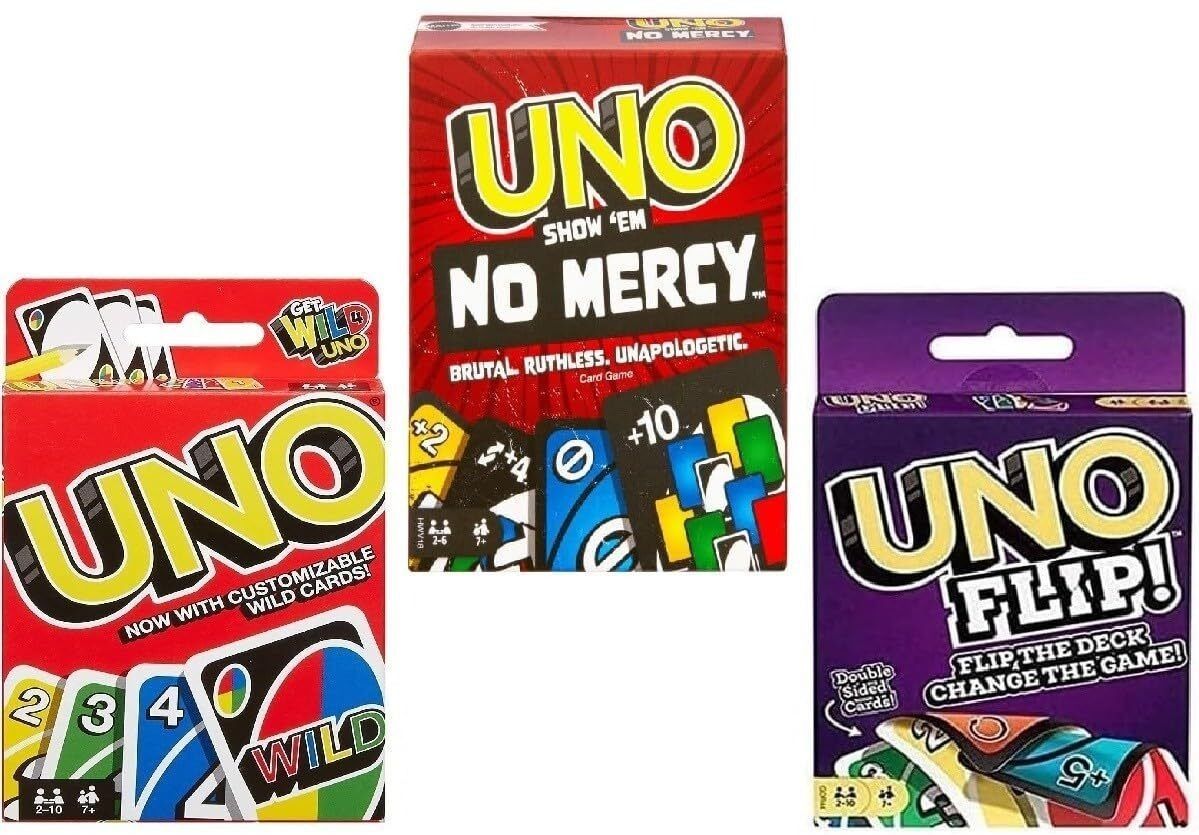 Uno No Mercy, Uno and UNO Flip Card Game, Combo PK 3 Card Game Kids & Adults-image-7