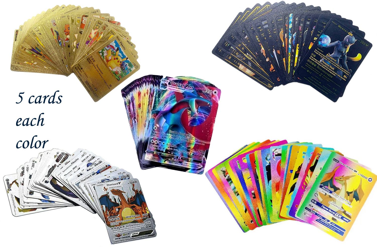 ancientkart New Rainbow Silver Gold and Black Rare PVC waterproof cards set of 25-picture-17
