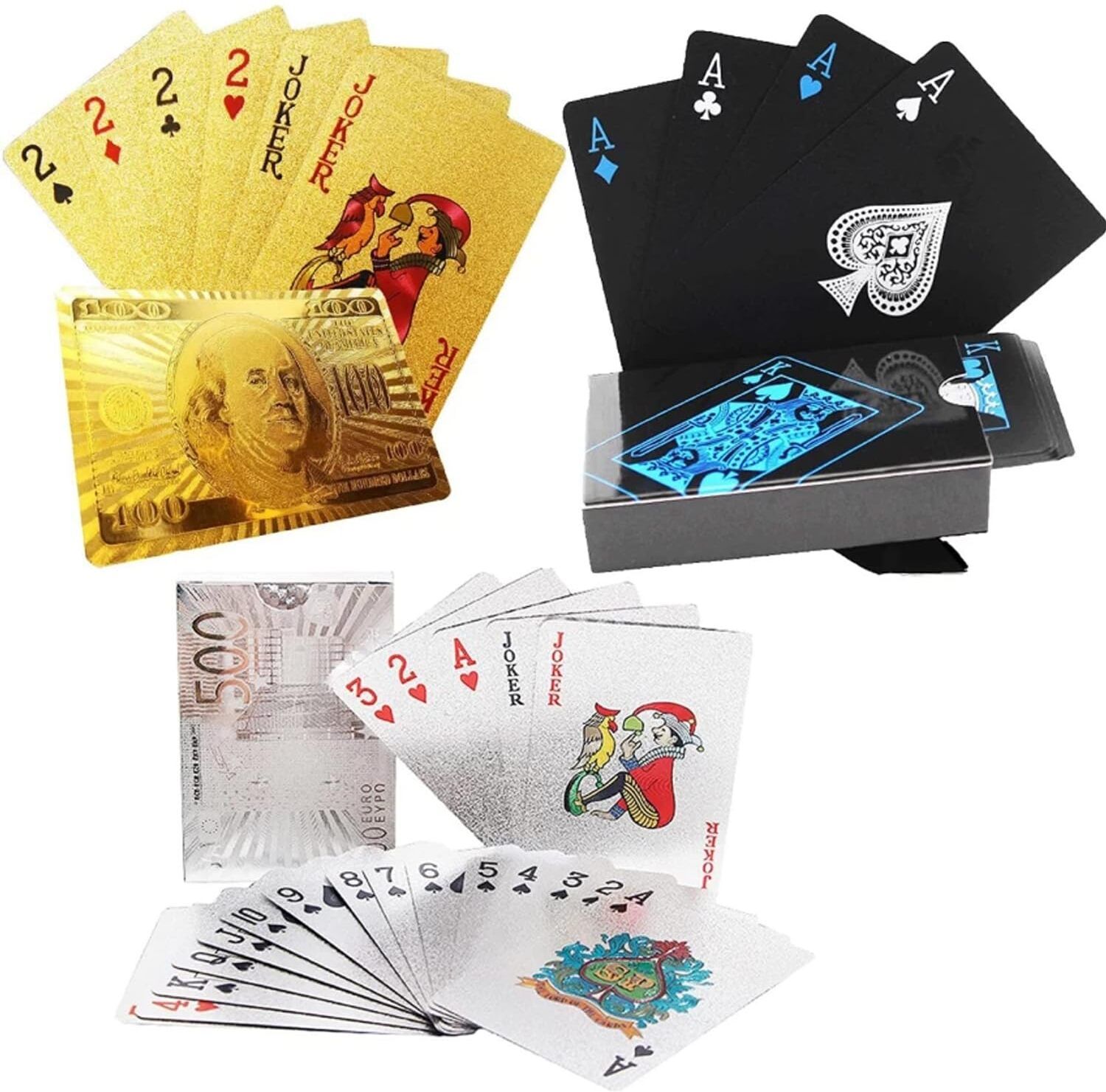 jericos Premium PVC Waterproof Playing Cards Gold Silver Black Pack 3-picture-18
