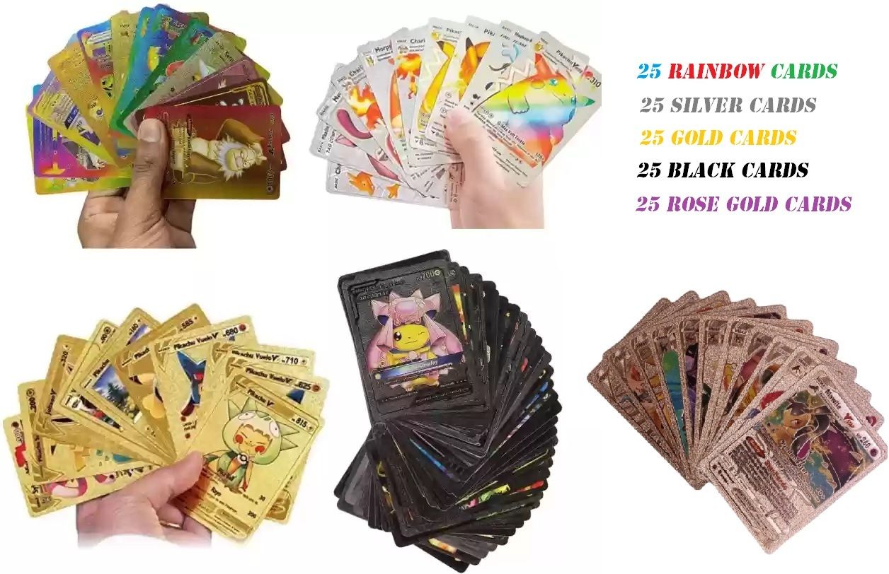 Playing Cards 25 Gold,25 Black,25 Silver,25 rose gold & 25 Rainbow set 125 cards-image-35