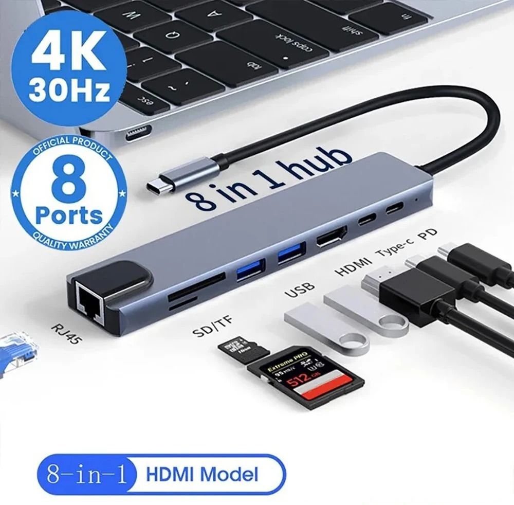Foxne Point 8-in-1 USB C Docking Station with HDMI, Ethernet, SD Card Reader Card Reader-picture-34