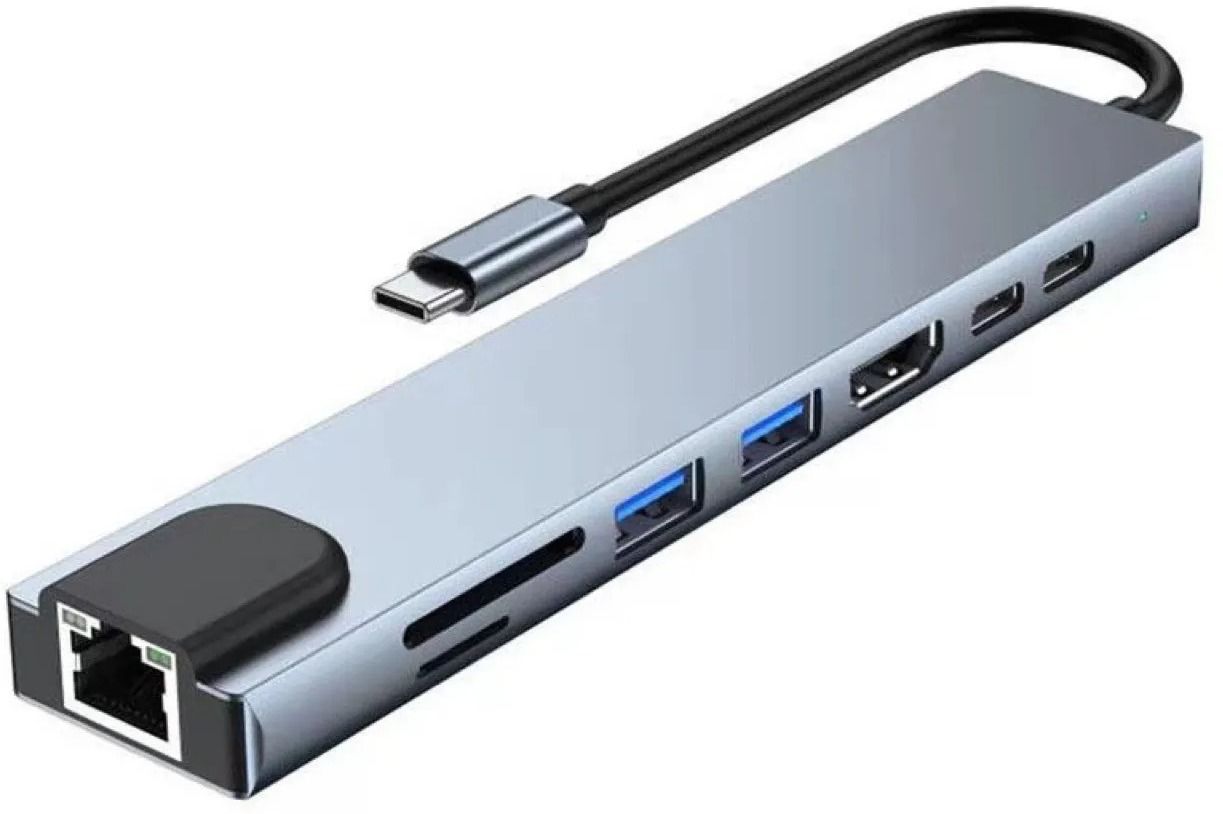 AiFit Multiport USB C Adapter 8-in-1 with 4K HDMI, Ethernet, Fast Charging Support Card Reader-image-32