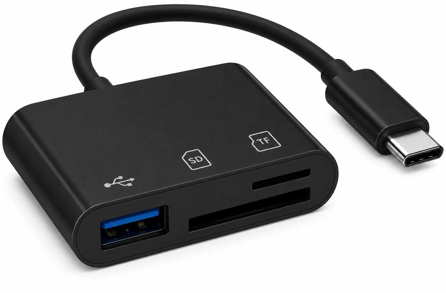 KIPZO 3 in 1 Type C to USB Card Reader SD Micro TF 3.0 Adaptor Android camera laptop Card Reader