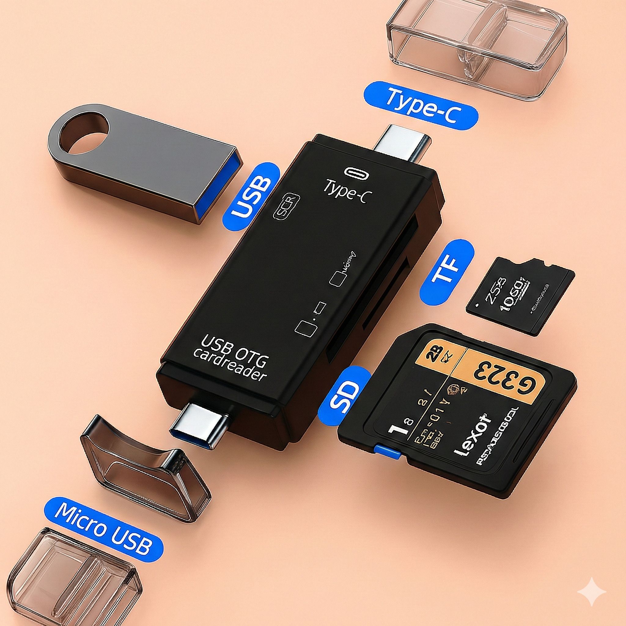 Foxne Point USB OTG Card Reader – Type-C & Micro USB Dual Interface SD/TF Adapter Card Reader-image-40