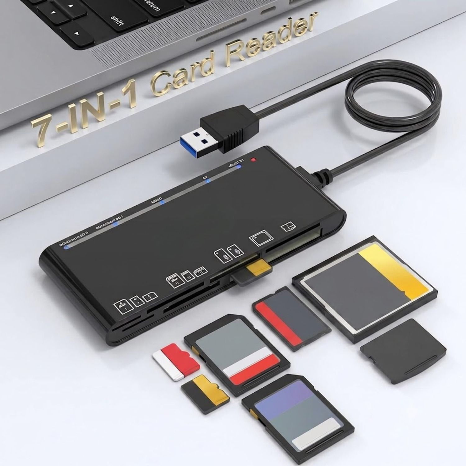 SCALEBEE Multi 7 in 1 USB 3.0 Card Reader for SD SDHC / SDXC Micro MS CF XD 5Gbps Card Reader-image-26
