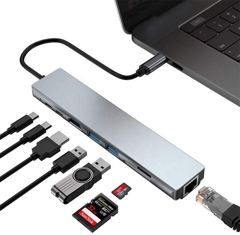 Good One 8-in-1 USB C Hubs Docking Stations with 4K HDMI Compatibility USB 3.0 Adapter Card Reader-image-18