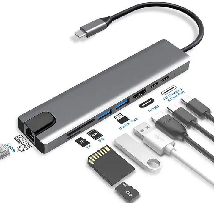 Good One 8-in-1 USB C Adapter for Laptop with HDMI, USB 3.0, RJ45, SD/TF Slots Card Reader-image-19
