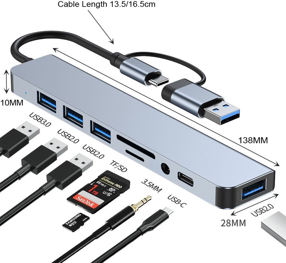 Foxne Point USB Extender One to Eight Splitter Laptop Multi-interface Hub 3.0hub Card Reader-picture-19